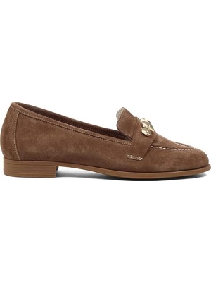Celal Gültekin Kadın Taba Tokalı Süet Deri Loafer