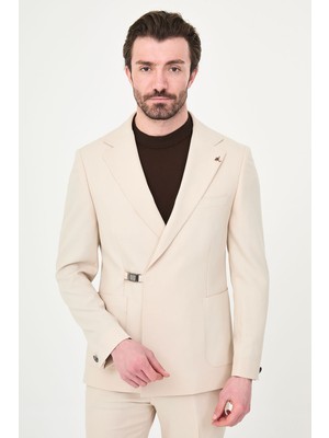 MCR Düz Slim Fit Mono Yaka Tokalı Erkek Takım Elbise