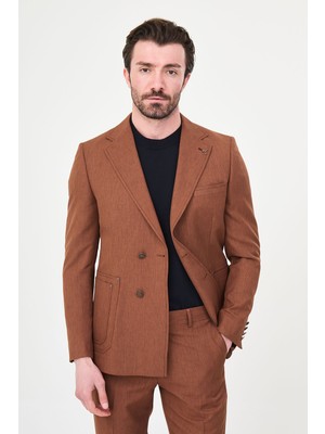 MCR Düz Slim Fit Mono Yaka Metal Düğmeli Erkek Takım Elbise