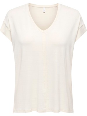 Only Onlcarrıe S/s Stıtch Glıtter Top Jrs Kadın Gri T-Shirt - 15369279