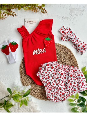 Özşe Moda Çilek Fırfır Şort Ikili Takım