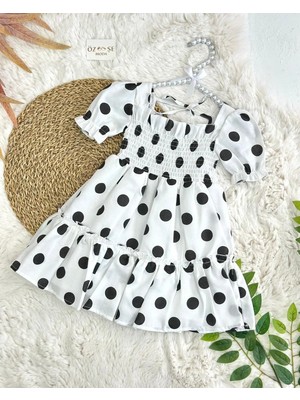 Özşe Moda Siyah Puantiyeli Yazlık Elbise