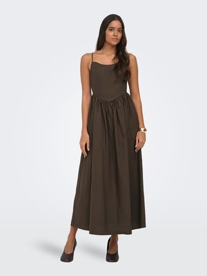 Only Onllıkara Strap Waıst Long Dress Wvn Kadın Kahverengi Elbise - 15371869