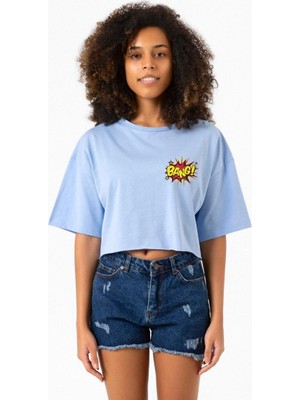 Big Bang Theory Bang Logo Bebe Mavi Kadın Crop Tshirt