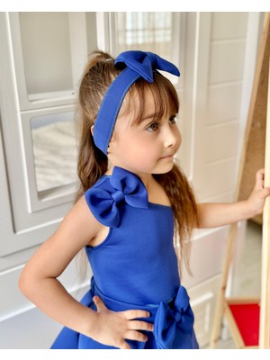 Özşe Moda Saks Mavisi Scuba Crop Etekli Takım