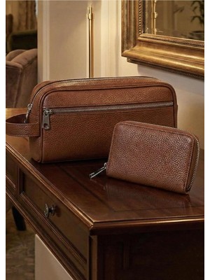Duke Nickle Erkek Kahverengi Çanta Cüzdan Hediye Seti