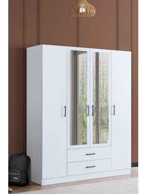 Hermobi Hera 4 Kapaklı Çekmeceli Askılı/raflı Dolap