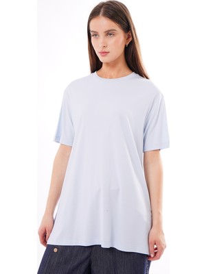 Ceremony Kısa Kollu Bambu Bluz 161 Mavi