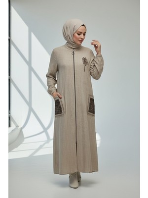 Ece Giyim Kadın Önü Fermuarlı Cep Desenli Kloağzı Lastikli Üstten Cepli Yazlık Spor Kap