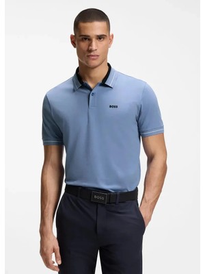 Boss Erkek Regular Fit Logo Baskılı Kısa Kollu Pamuklu Mavi Polo Yaka T-Shirt 50559369-459