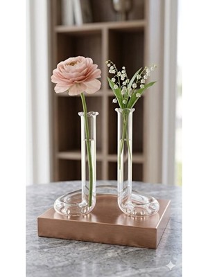 Çeyizde Ceyizde Kalp Figürlü Borosilikat Cam Vazo