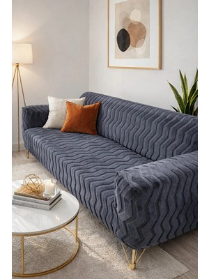 Btf Home Yumuşacık Welsoft Lastikli 3 Kişilik Koltuk Örtüsü Kaymaz Esnek ve Yıkanabilir Koltuk Kılıfı