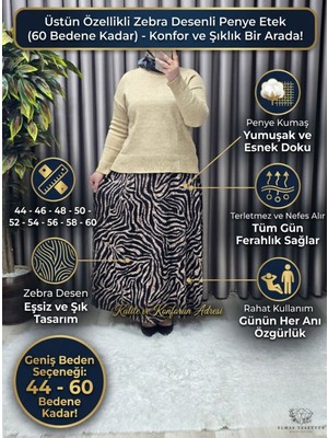Elmas Tesettür Kadın Tesettür Giyim Büyük Beden Zebra Etek