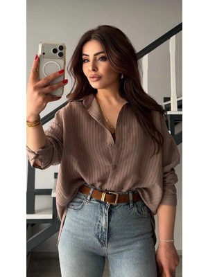 Elisin Vizon Premium Çizgili Modal Gömlek