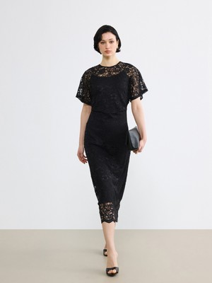 Soulife Bisiklet Yaka Dantelli Elbise