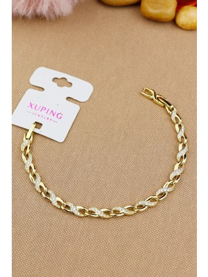 Keyifli Hayaller Xuping Vip Bileklik - Xuping x Sonsuzluk Model 5mm Zarif Şık Gold Kararmaz Bileklik 17+2cm