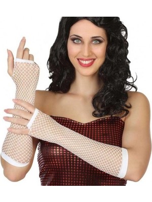 Colezium Uzun File Örgü Eldiven Beyaz Renk