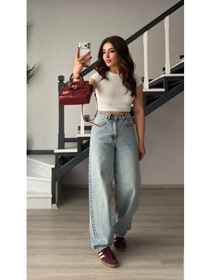 Elisin Mavi Yıkamalı Baggy Jean