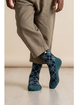 Katia & Bony Ekose Zımbalı Yeşil Çocuk Soket Çorap