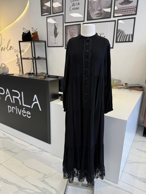 Parla Prive Parla Dantel Düğmeli Viskon Elbise