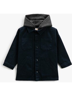 Koton Oversize Kapüşonlu Ceket Cepli Pamuklu