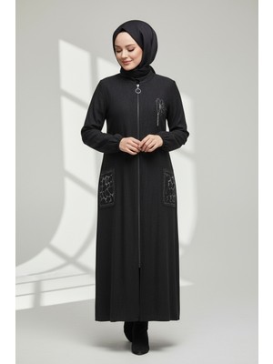 Ece Giyim Kadın Önü Fermuarlı Cep Desenli Kloağzı Lastikli Üstten Cepli Yazlık Spor Kap