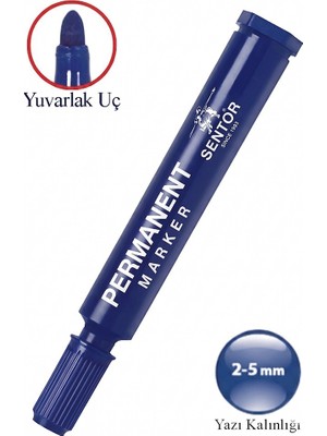 Artlantis Permanent Markör Kalem Yuvarlak Uç 1 Adet Sentör Kalıcı Marker Kalem Tüm Koli Karton Çuval Cam Plastik Yüzeylerde Kalıcı