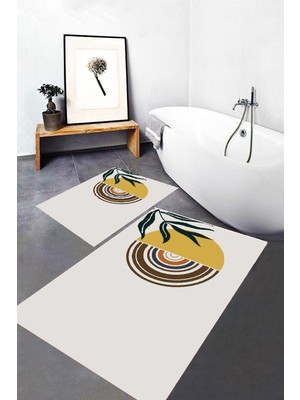 Rovigo Home Dijital Baskı  2'li Banyo Paspas  Takımı RVG5298  100X60+60X50 cm