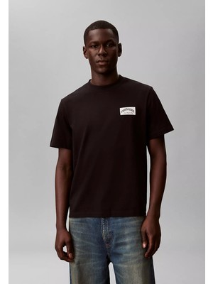 Calvin Klein Erkek Regular Fit Yuvarlak Yakalı Logo Etiketli Pamuklu Kısa Kollu Siyah T-Shirt LV04RF294G-UB1