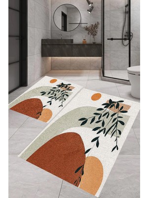 Eliana Home Dijital Baskı  2'li Banyo Paspas  Takımı RVG5296  100X60+60X50 cm