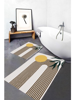 Rovigo Home Dijital Baskı  2'li Banyo Paspas  Takımı RVG5301  100X60+60X50 cm