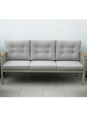 Opal 3lü (Gri) Metal Gövde Balkon-Bahçe-Kafe,çay Seti,koltuk Takımı,oturma Grubu,ofis Koltuğu
