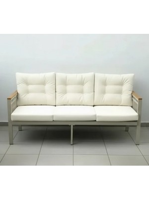 Opal 3lü (Krem) Metal Gövde Balkon-Bahçe-Kafe,çay Seti,koltuk Takımı,oturma Grubu,ofis Koltuğu