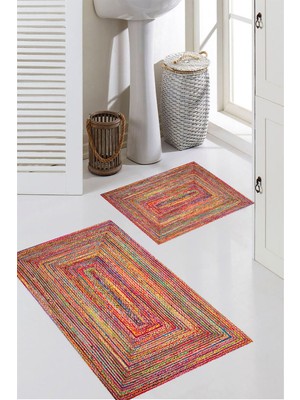 Rovigo Home Dijital Baskı  2'li Banyo Paspas  Takımı RVG5-0651  100X60+60X50 cm