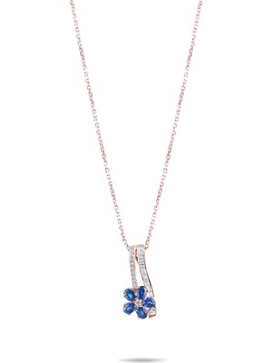 Lial Diamond 1.07 Karat Pırlanta Safir Kolye, Doğal Pırlanta, Sertifikalı Mücevher