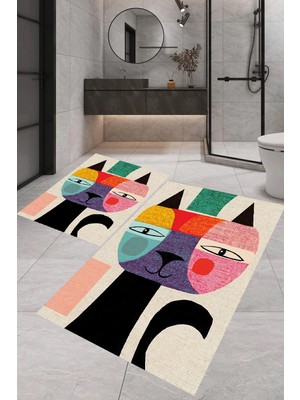 Eliana Home Dijital Baskı  2'li Banyo Paspas  Takımı RVG-SM373  100X60+60X50 cm