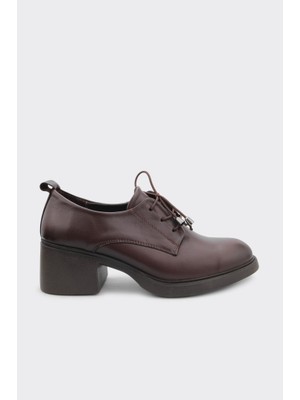 Derinet Hakiki Deri Bağcıklı Topuklu Kadın Casual Ayakkabı