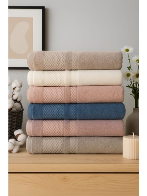 Mela Home Petek Desenli 50*90 cm 6'lı El ve Yüz Havlusu - Havlu Seti- Çeyizlik- Hediyelik - Mutfak %100 Pamuk