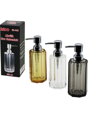 Kont Uzun Sekizgen Şeffaf - Renkli Akrilik - Mika Kristal  Sıvı Sabunluk  200ML (5067)