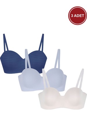Koza İç Giyim Çok Renkli 3'lü Pamuklu Mikro Kaplı  Straplez Sütyen
