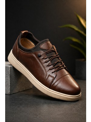 Muggo Juno Hakiki Deri Bağcıklı Erkek Günlük Klasik Casual Ayakkabı