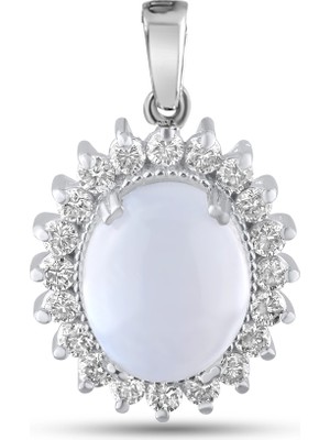 Lial Diamond 4.36 Karat Pırlanta Ay Taşı Kolye, Doğal Pırlanta, Sertifikalı Mücevher