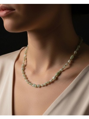 Sakinleştirici Yeşil Anjelit Doğal Taş Kolye