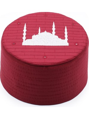 Sarıkhane Cami Kalıp Sarık Takkesi – Bordo – Keçe