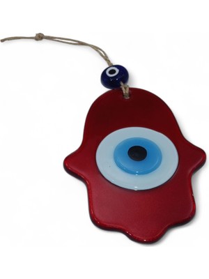 Hediyegeldi Fatma Ana Eli Büyük Nazar Boncuğu Füzyon Cam Kırmızı (Opak, 4 Mm)