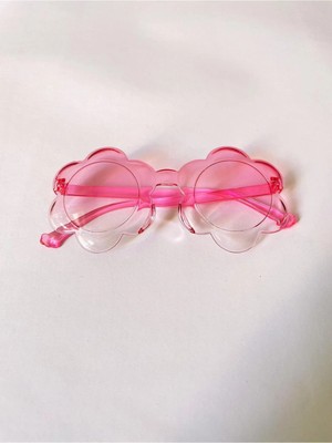 The Cloudish Shop Kız Çocuk Papatya Ayçiçeği Güneş Gözlüğü - Daisy Sunflower Sunglasses - Pembe Beyaz