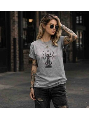 Zeda By Es Unisex Mistik Ezoterik Sembol Baskılı Bisiklet Yaka Pamuklu Tişört