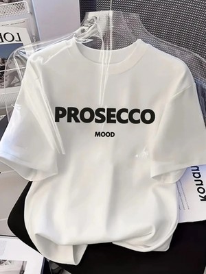 Pileli Store 20/1 Penye Compack Baskılı Oversize Kısa Kol Bisiklet Yaka T-Shirt - Beyaz -