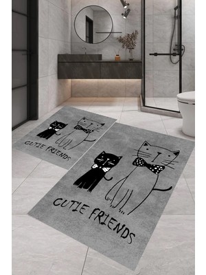 Rovigo Home Dijital Baskı  2'li Banyo Paspas  Takımı RVG5-SM200  100X60+60X50 cm