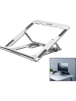 İlanib Ticaret Gümüş 6 Açılı Katlanabilir Laptop Stand Alüminyum (5567)